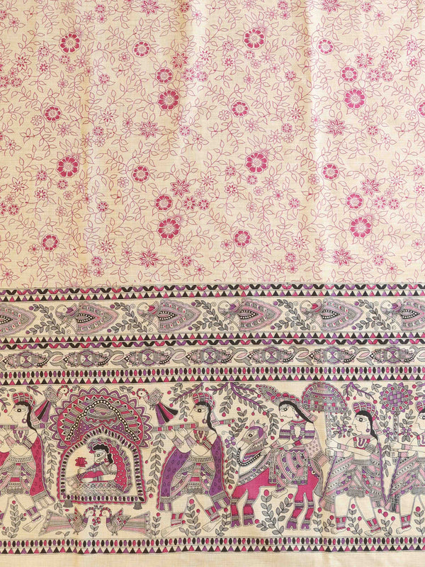 Handloom Block Printed Khadi Cotton Salwar Kameez Dupatta Set-Beige