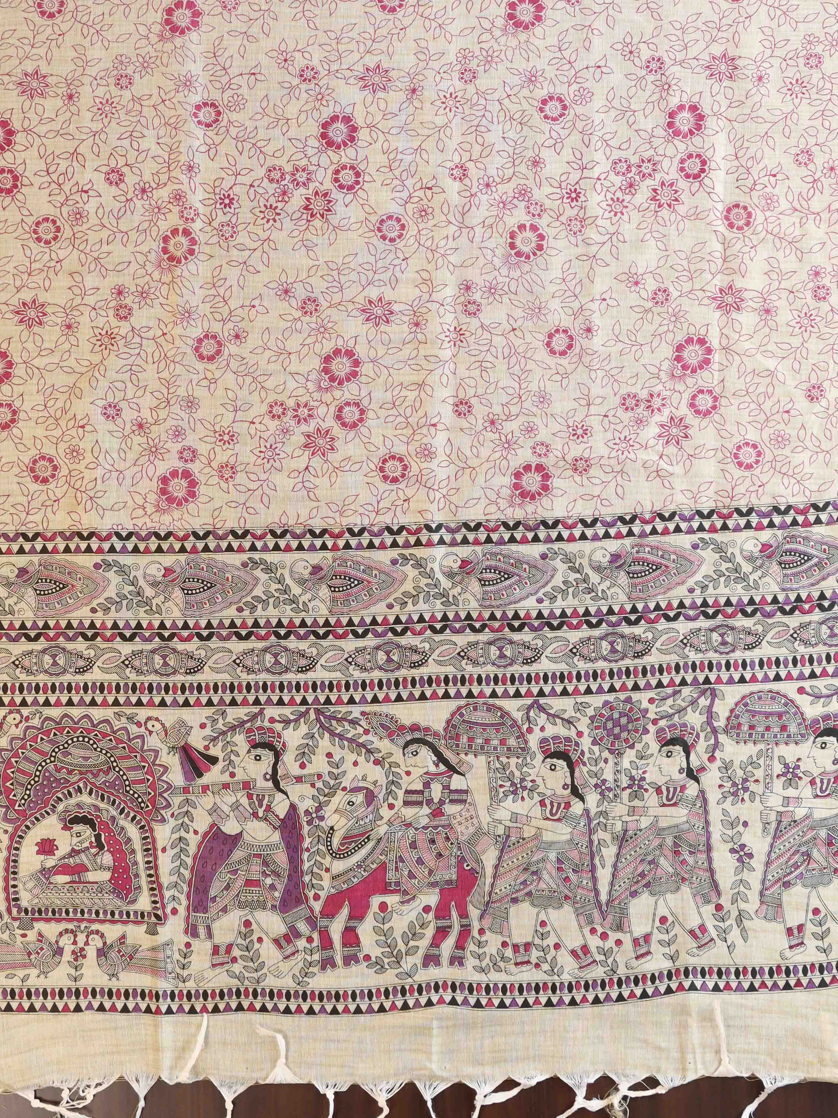 Handloom Block Printed Khadi Cotton Salwar Kameez Dupatta Set-Beige