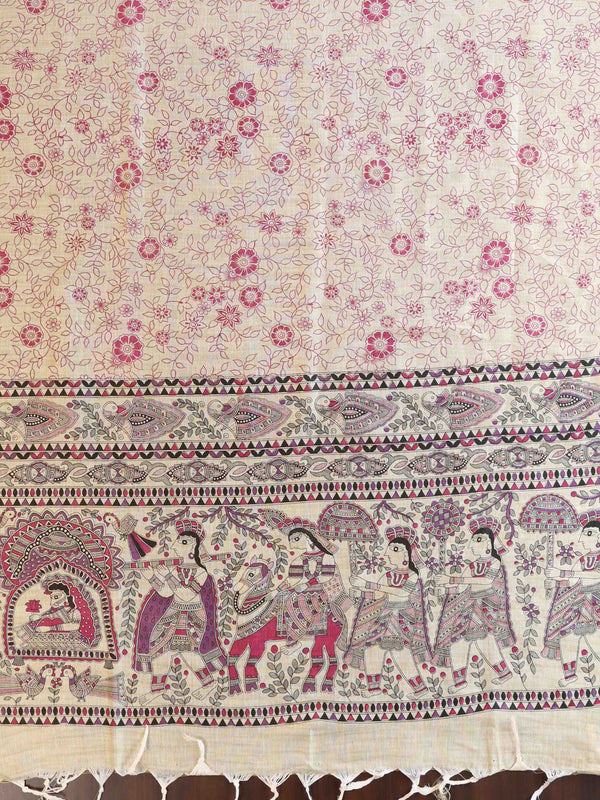 Handloom Block Printed Khadi Cotton Salwar Kameez Dupatta Set-Beige