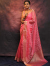 Banarasee Organza Floral Embroidery Sequin Work Saree-Baby Pink
