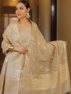 Banarasee Ghichha Cotton Salwar Kameez Fabric With Dupatta-Beige
