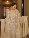Banarasee Ghichha Cotton Salwar Kameez Fabric With Dupatta-Beige