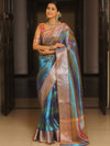 Banarasee Handwoven Shaded Tissue Saree-Blue