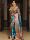 Banarasee Handwoven Shaded Tissue Saree-Blue