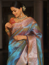 Banarasee Handwoven Shaded Tissue Saree-Blue