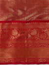 Banarasee Handwoven Broad Border Tissue Saree-Gold & Red
