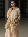 Banarasee Hand Painted Tissue Salwar Kameez Fabric With Dupatta-Beige