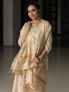 Banarasee Hand Painted Tissue Salwar Kameez Fabric With Dupatta-Beige