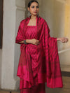 Banarasee Semi Katan Silk Salwar Kameez Fabric With Dupatta Resham Zari Work-Pink
