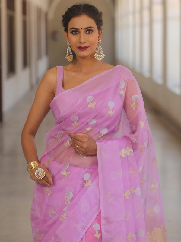 Banarasee Organza Saree With Sona Rupa Zari Buta Design Saree-Lavender