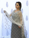 Banarasee Embroidered Chanderi Salwar Kameez With Kota Check Dupatta Set-Grey