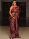 Banarasee Abstract Print Tissue Saree With Contrast Embroidered Blouse-Multicolor