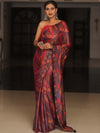 Banarasee Abstract Print Tissue Saree With Contrast Embroidered Blouse-Multicolor