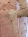 Banarasee Embroidered Chanderi Salwar Kameez With Kota Check Dupatta Set-Peach
