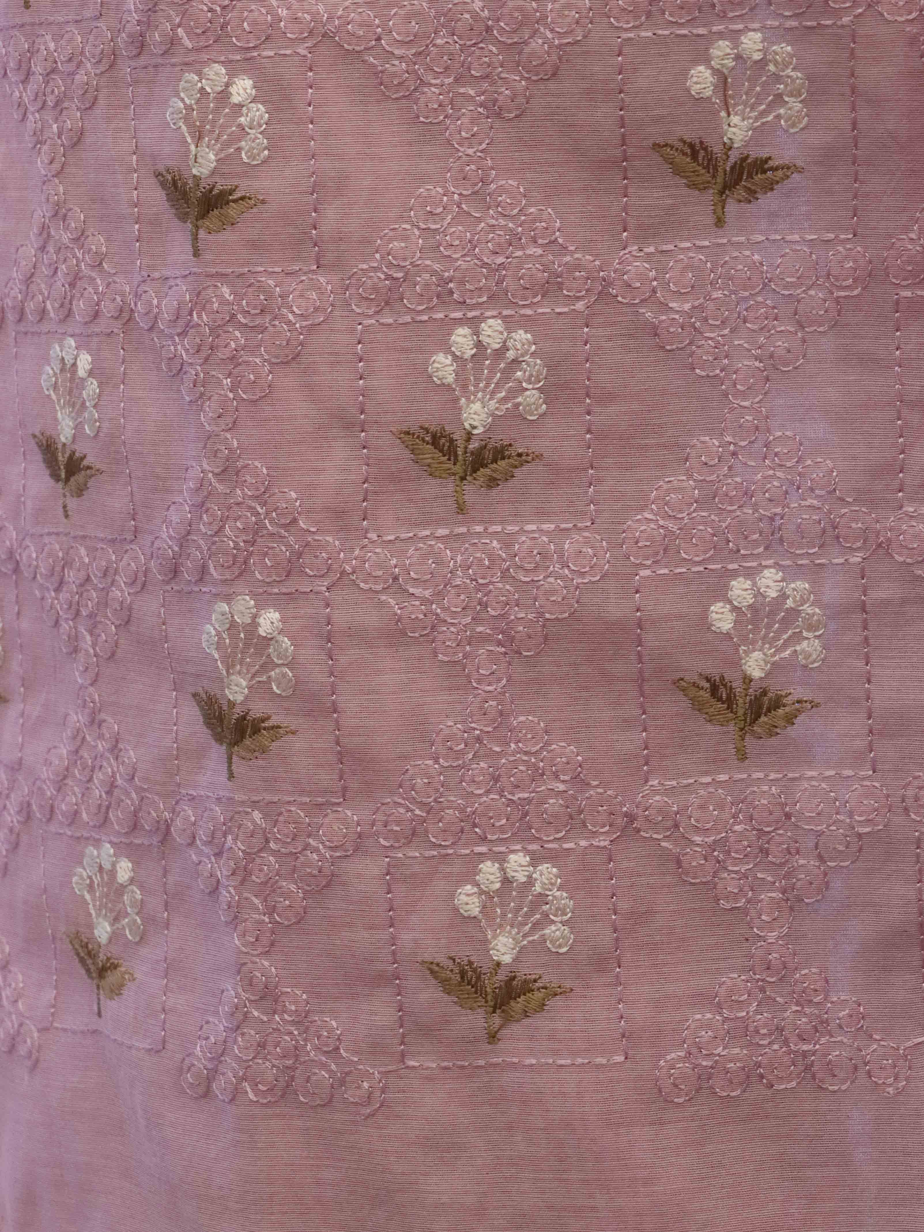 Banarasee Embroidered Chanderi Salwar Kameez With Kota Check Dupatta Set-Lavender