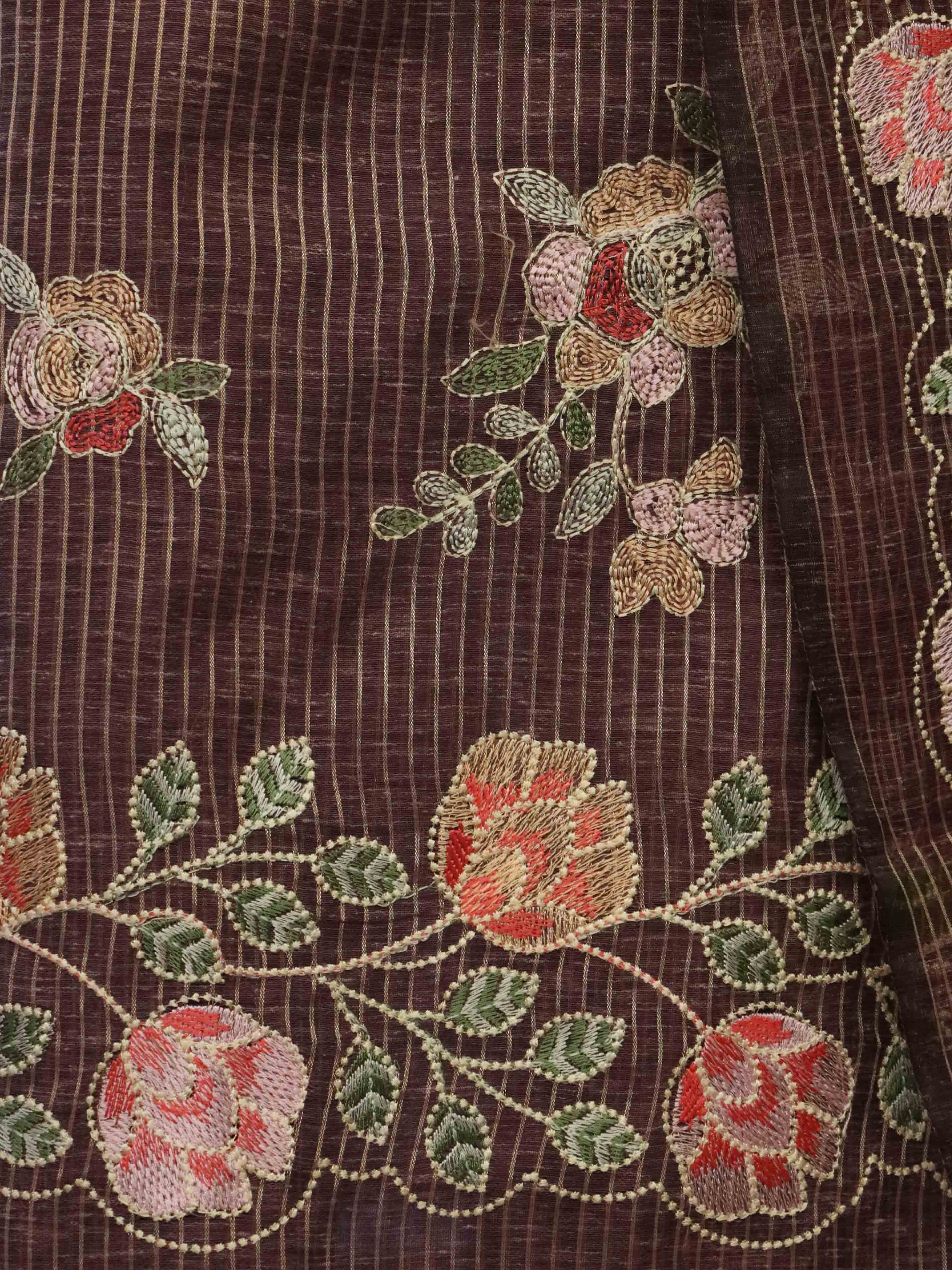 Banarasee Embroidered Chanderi Salwar Kameez With Dupatta Set-Wine