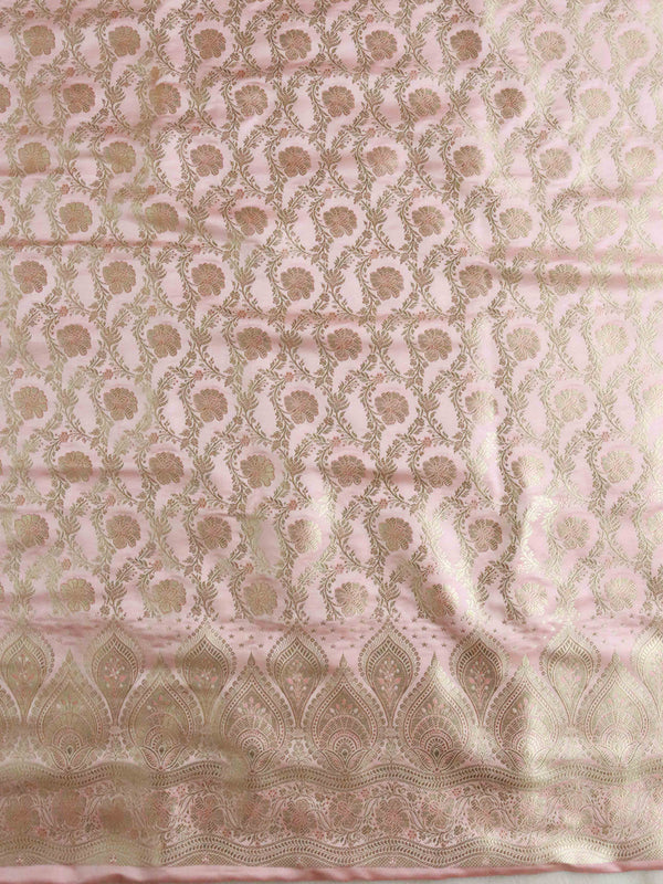 Banarasee Salwar Kameez Satin Brocade Zari Woven Fabric-Pink