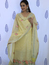 Banarasee Embroidered Chanderi Salwar Kameez With Dupatta Set-Yellow