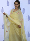 Banarasee Embroidered Chanderi Salwar Kameez With Dupatta Set-Yellow