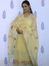 Banarasee Embroidered Chanderi Salwar Kameez With Dupatta Set-Yellow