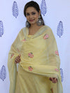 Banarasee Embroidered Chanderi Salwar Kameez With Dupatta Set-Yellow
