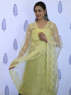 Banarasee Embroidered Chanderi Salwar Kameez With Organza Dupatta Set-Yellow