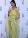 Banarasee Embroidered Chanderi Salwar Kameez With Organza Dupatta Set-Yellow