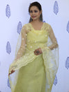Banarasee Embroidered Chanderi Salwar Kameez With Organza Dupatta Set-Yellow