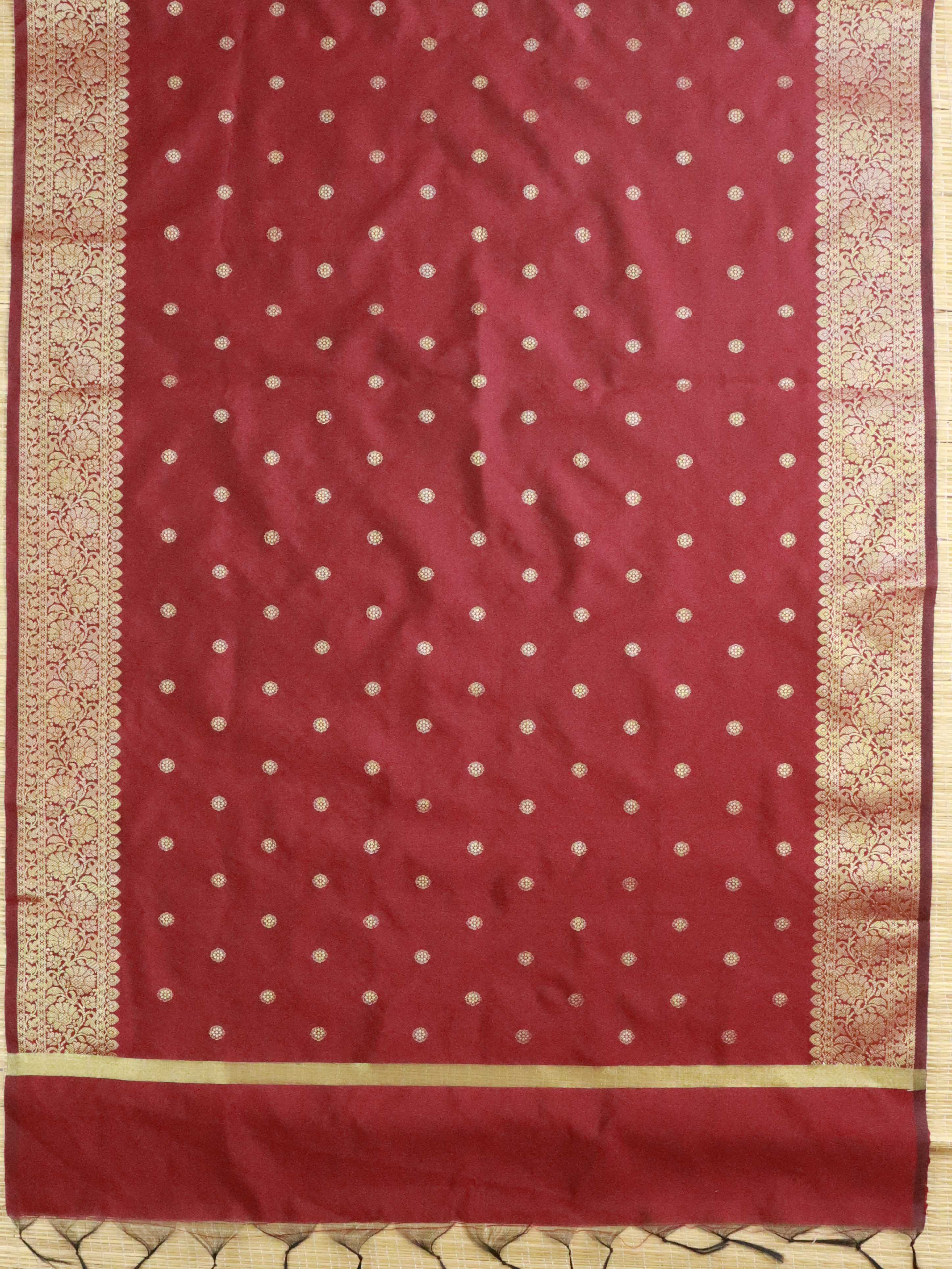 Banarasee Semi-Silk Salwar Kameez With Yoke & Dupatta-Brown