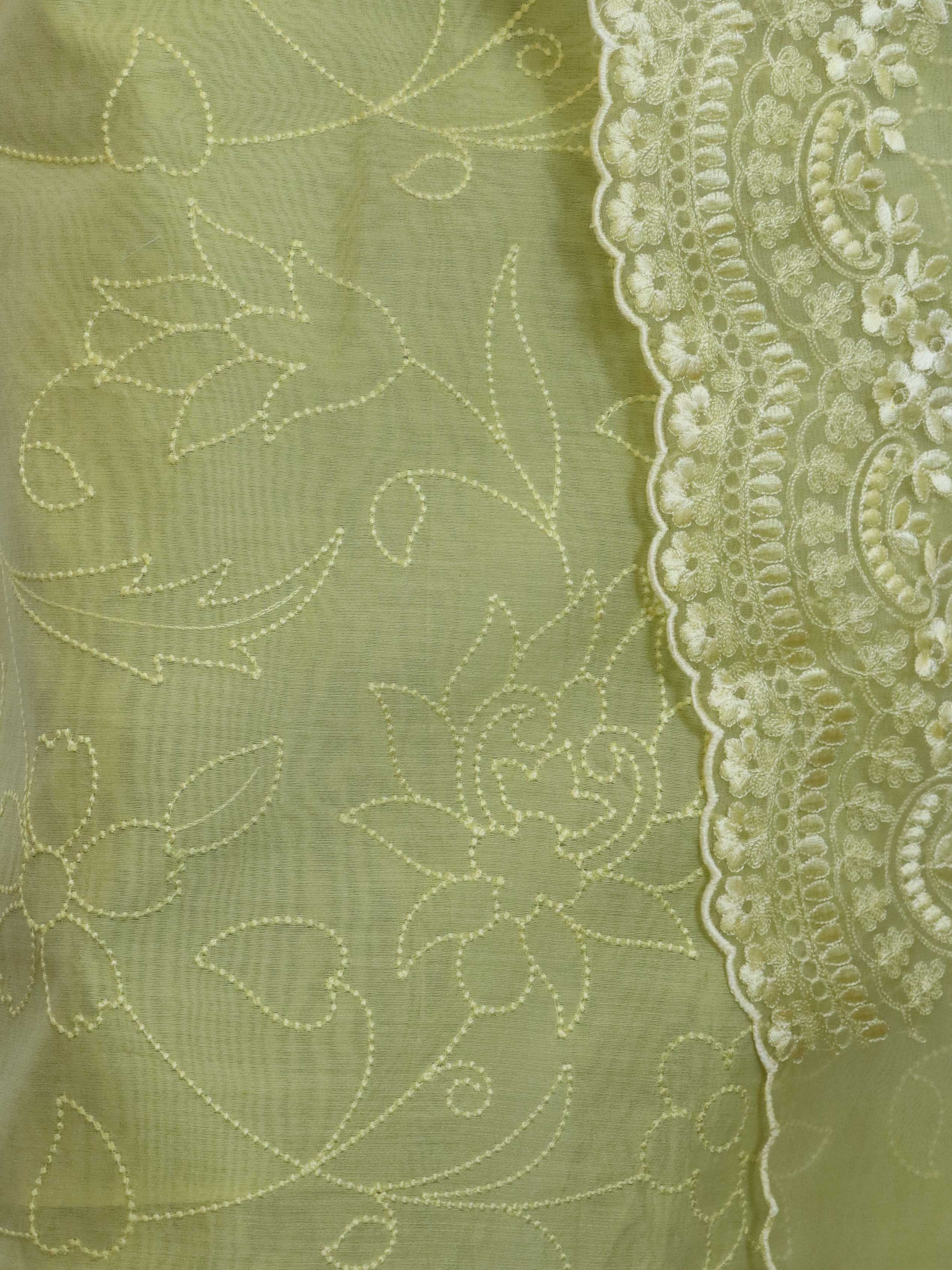 Banarasee Embroidered Chanderi Salwar Kameez With Organza Dupatta Set-Yellow