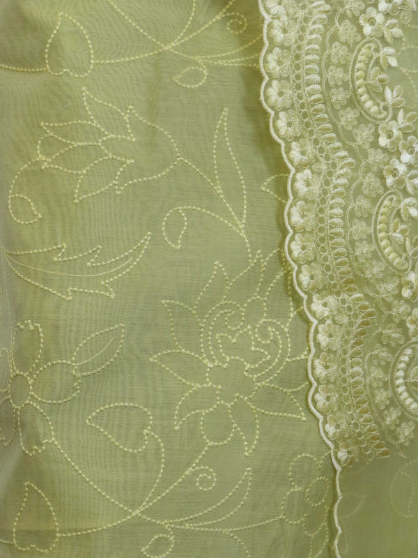 Banarasee Embroidered Chanderi Salwar Kameez With Organza Dupatta Set-Yellow