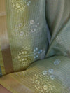 Banarasee Tissue Embroidered Salwar Kameez Fabric With Dupatta Set-Grey & Yellow