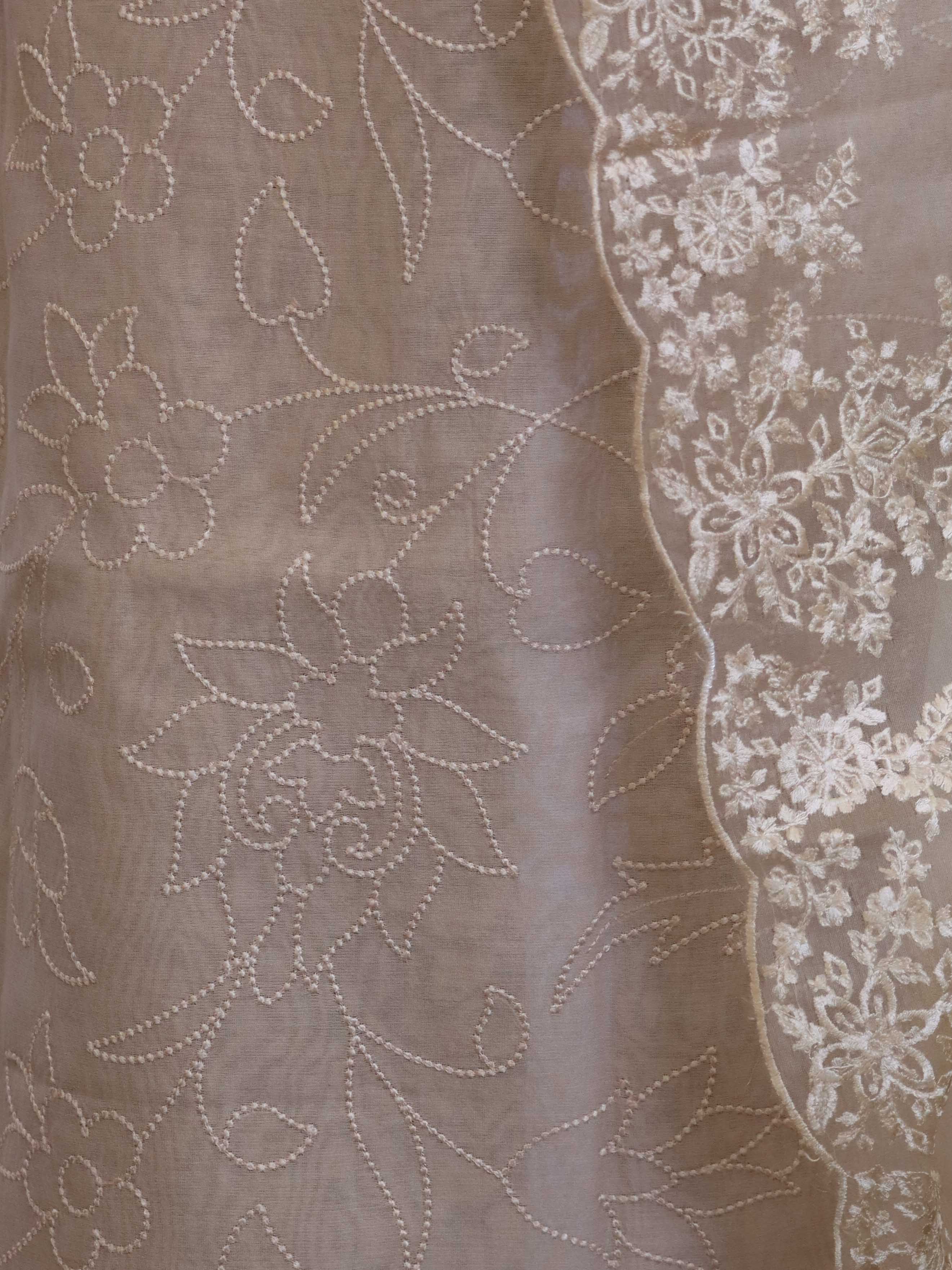 Banarasee Embroidered Chanderi Salwar Kameez With Organza Dupatta Set-Peach