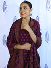Banarasee Cotton Silk Salwar Kameez Fabric With Dupatta Set & Resham Work-Violet