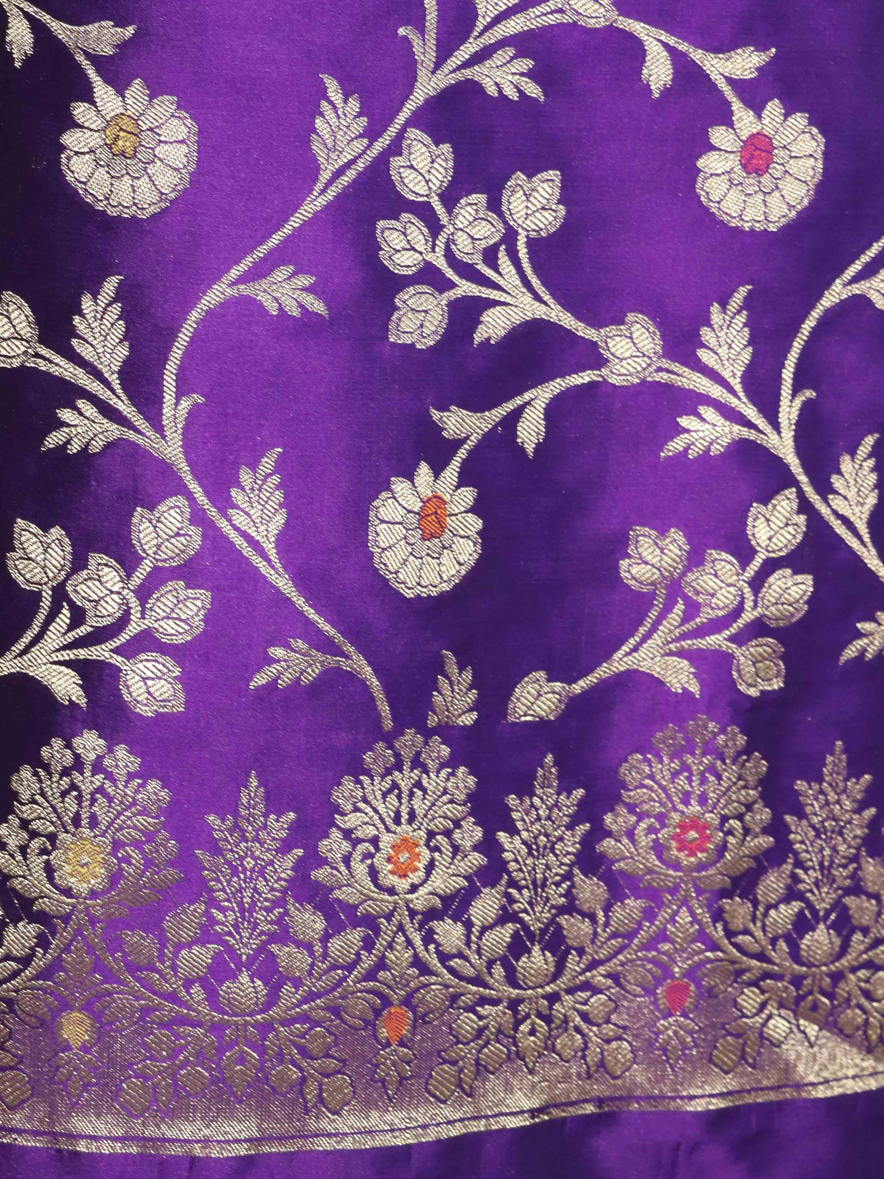 Banarasee Salwar Kameez Semi Katan Silk Fabric With Dupatta-Violet