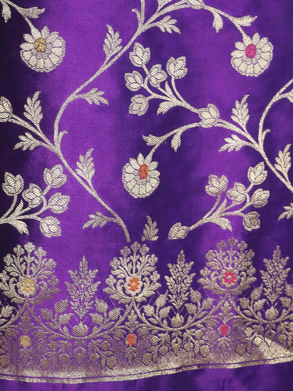 Banarasee Salwar Kameez Semi Katan Silk Fabric With Dupatta-Violet