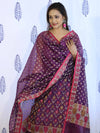 Banarasee Cotton Silk Salwar Kameez Fabric With Dupatta Set & Resham Work-Violet