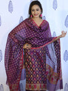 Banarasee Cotton Silk Salwar Kameez Fabric With Dupatta Set & Resham Work-Violet