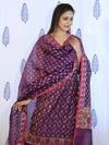 Banarasee Cotton Silk Salwar Kameez Fabric With Dupatta Set & Resham Work-Violet