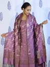 Banarasee Salwar Kameez Semi Katan Silk Fabric With Dupatta-Purple