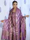 Banarasee Salwar Kameez Semi Katan Silk Fabric With Dupatta-Purple