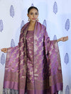 Banarasee Salwar Kameez Semi Katan Silk Fabric With Dupatta-Purple