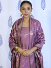Banarasee Salwar Kameez Semi Katan Silk Fabric With Dupatta-Purple
