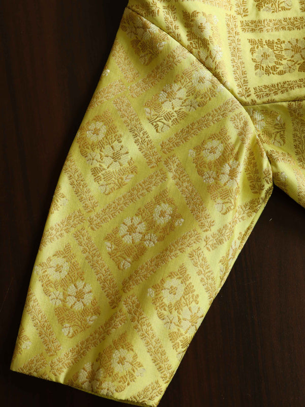 Banarasee Art Silk Fabric Blouse-Yellow