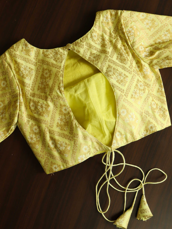 Banarasee Art Silk Fabric Blouse-Yellow