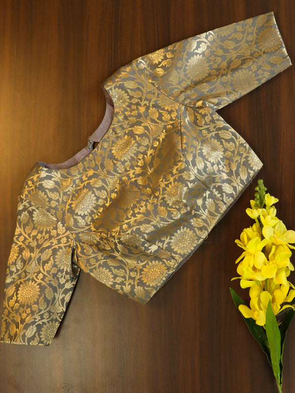 Banarasee Art Silk Fabric Blouse-Grey