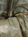 Banarasee Salwar Kameez Semi Katan Silk Fabric With Dupatta-Dusty sage Green