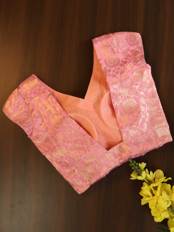 Banarasee Art Silk Fabric Blouse-Pink
