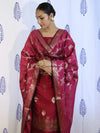 Banarasee Salwar Kameez Semi Katan Silk Fabric With Dupatta-Magenta