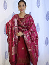 Banarasee Salwar Kameez Semi Katan Silk Fabric With Dupatta-Magenta